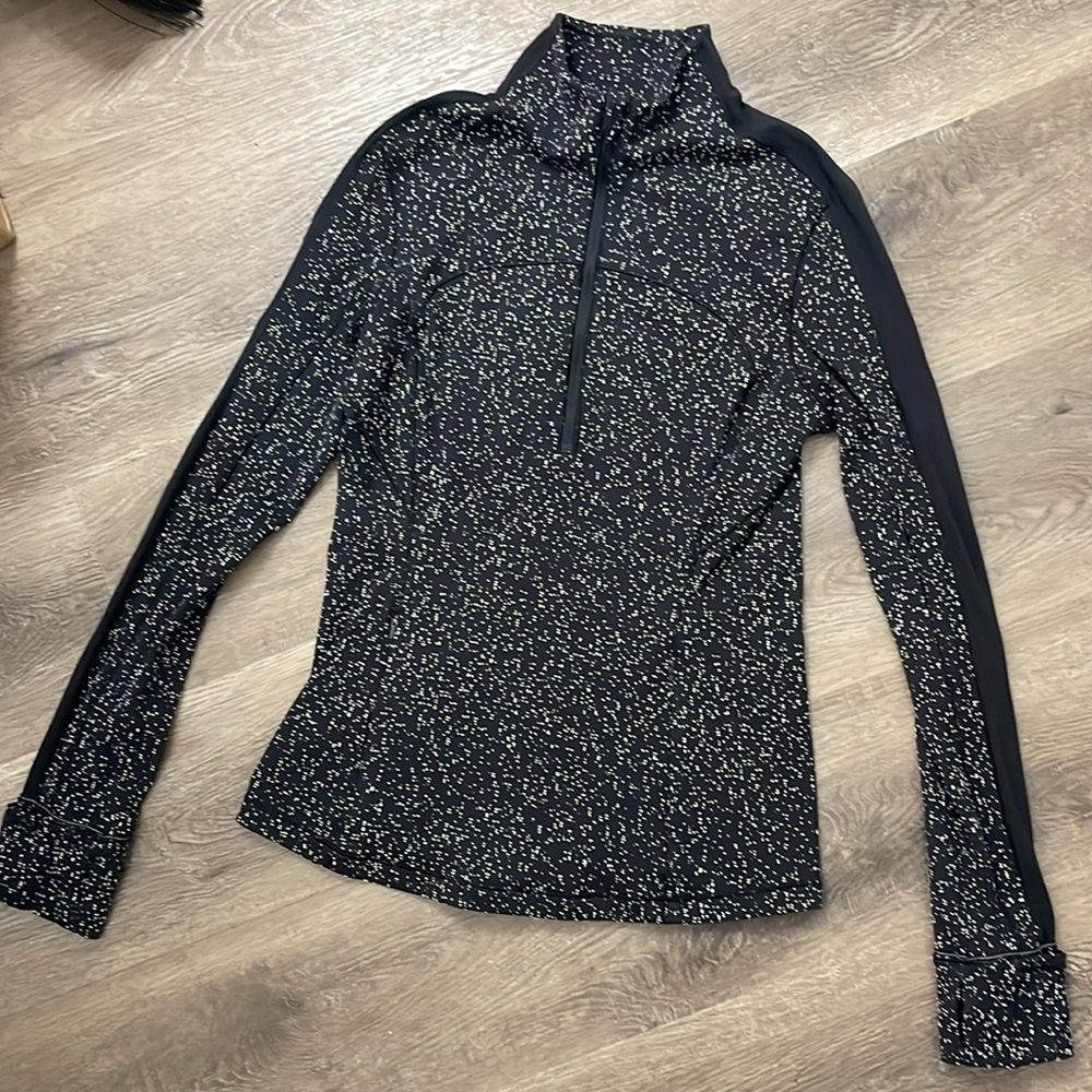 Lululemon Run Briskly Rulu Half Zip Magnetized Jacquard Black White Size 8